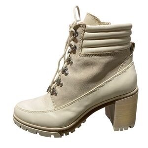 Vince‎ Camuto Cream lace up combat heel boot Size 9